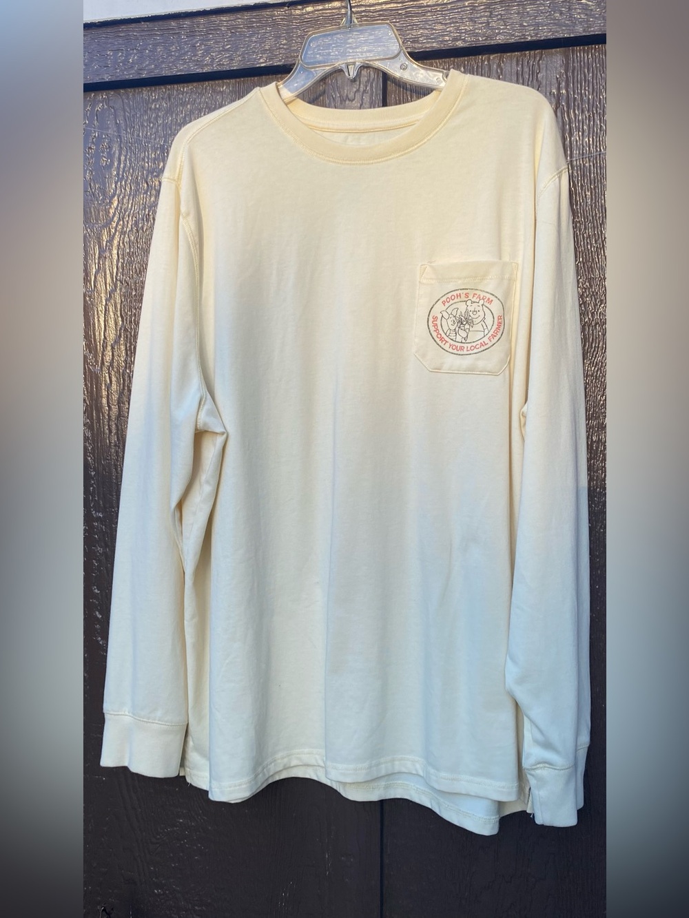 Disney Classic Cream Long-Sleeve Pocket Tee POOH’S FARM